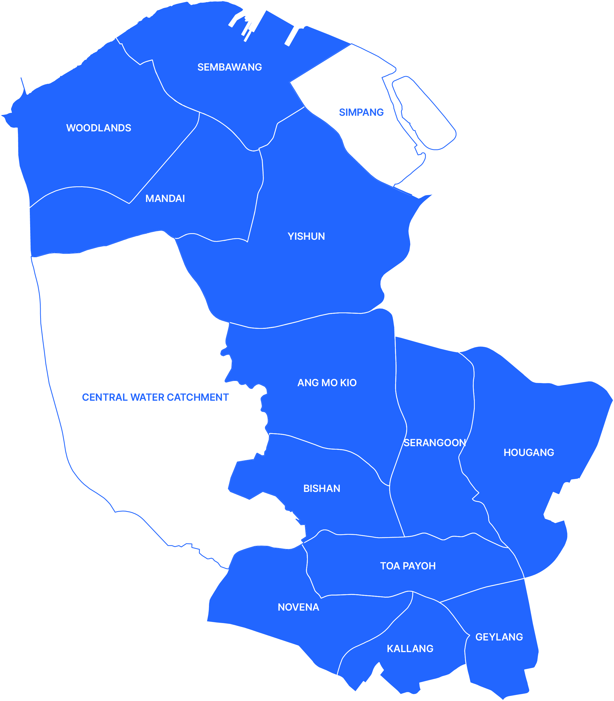 Map of Central and North Singapore